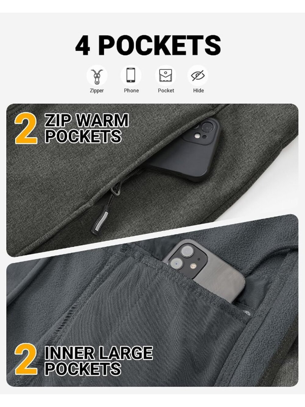 Women's Dim Gray Waterproof Fleece Lined Hooded Lightweight Softshell Raincoat - Picture 5 of 6